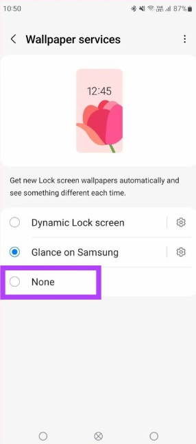 Step 4 of how to remove glance from lock screen in samsung